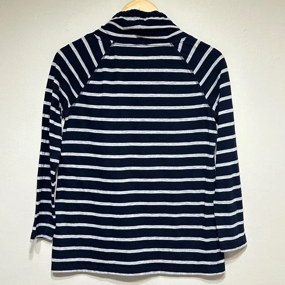 T by Talbots Women's Striped Popover Top Women's MP‎ Funnel Neck Beach Relaxed - Picture 4 of 10